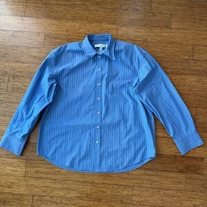 H&M x Glenn Martens Striped Poplin Shirt, Wired Collar, Blue, Size M, Unisex